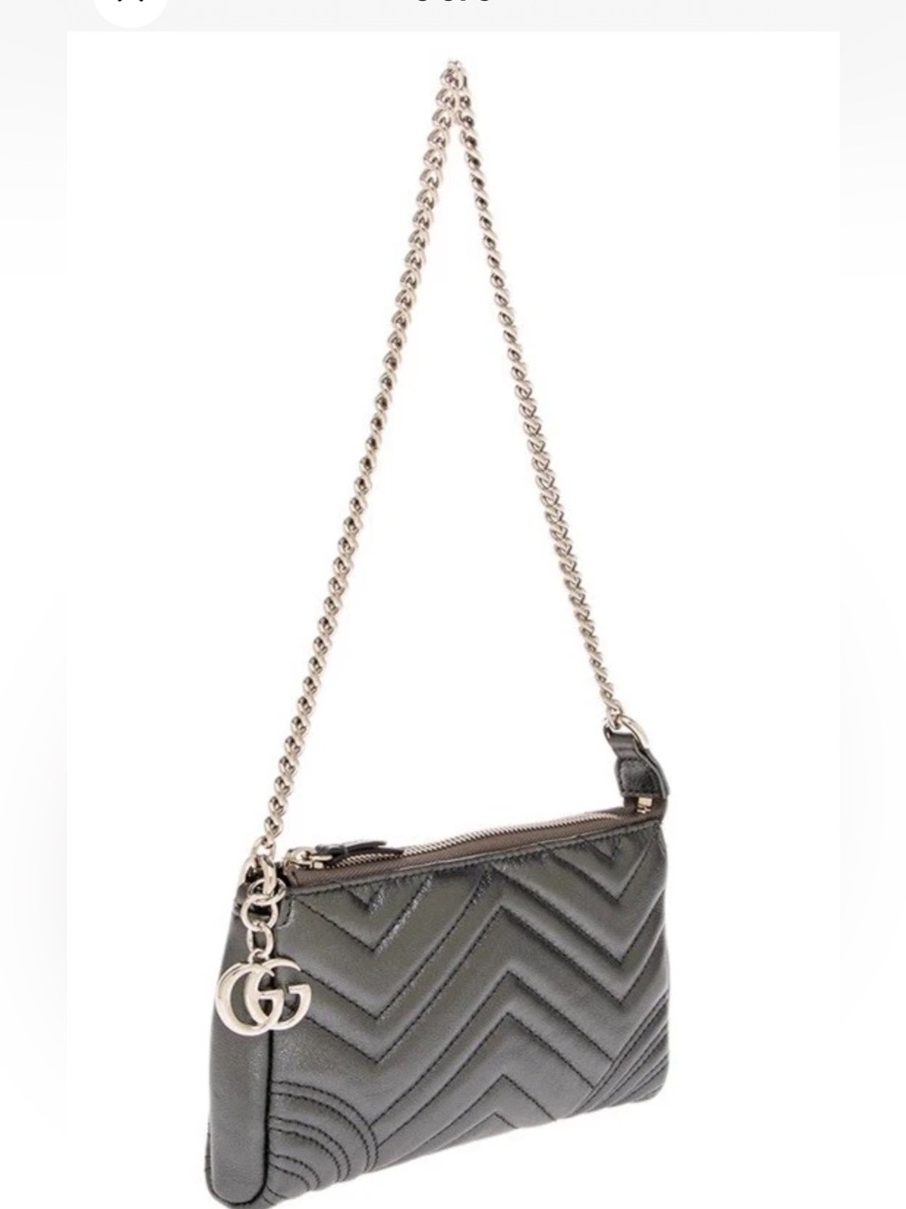 Gucci Metallic GG Marmont Small Shoulder Bag - Metallic Grey NIB!